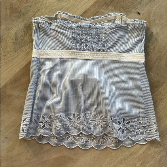 Lilly Pulitzer Blue and White Striped Eyelet Strapless boned top 8 - Picture 3 of 4